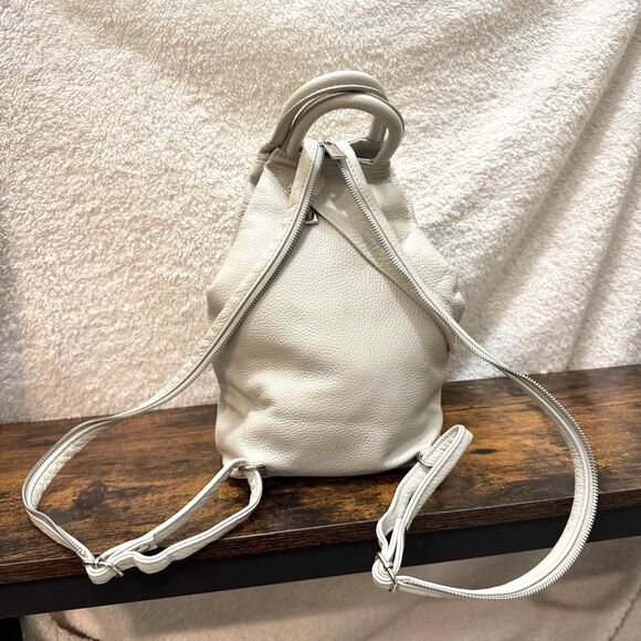 VALENTINA Leather Sling Backpack Bag Italy Light Gray main image 7